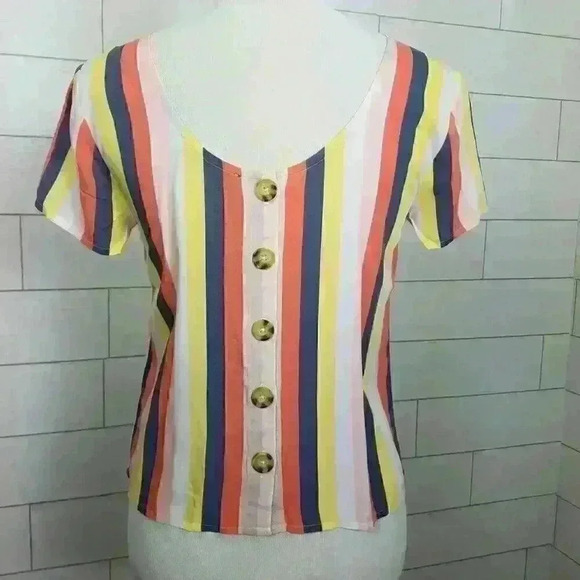 A&F XS Top Button Back NWT $34 Pastel Stripe - Picture 6 of 9
